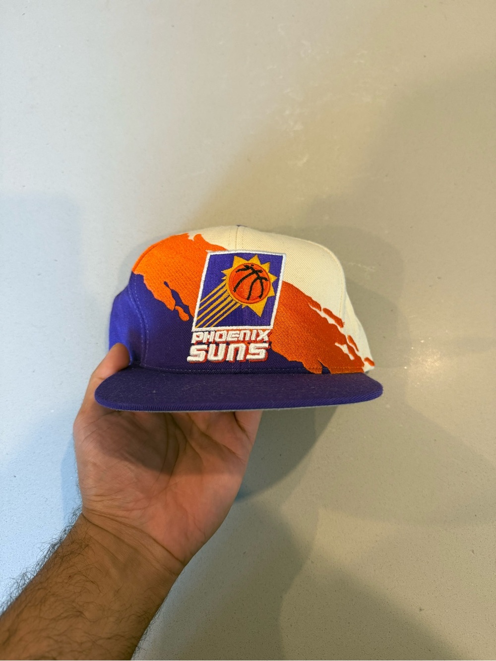 Mitchell & Ness Phoenix Suns Purple Orange White Snapback Hat - Team Logo